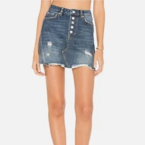 Free People We The Free Denim Cut Off Mini Skirt Button Fly